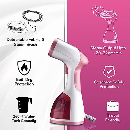 INALSA Handheld Garment Steamer Steamax | 1200-Watt Fast Heat Up | Upto 22 g/min Powerful steam|260ml Capacity | Vertical & Horizontal Steaming| Auto shut off protection| Kills 99.9%* Bacteria INALSA Handheld Garment Steamer Steamax | 1200-Watt Fast Heat Up | Upto 22 g/min Powerful steam|260ml Capacity | Vertical & Horizontal Steaming| Auto shut off protection| Kills 99.9%* Bacteria
